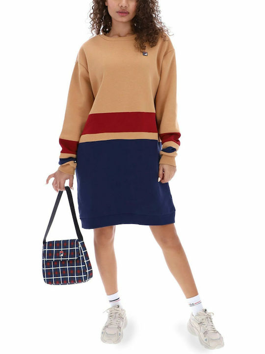 Carmine Sweatshirt Dress Mini Athletic Dress Long Sleeve Beige
