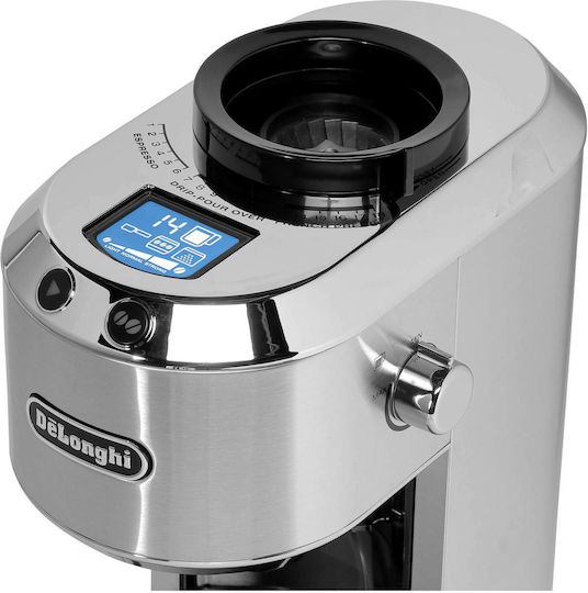 De'Longhi Електрически Кафемелачка 150W с капацитет за кафе на зърна 350гр и 18 нива на смилане Сребрист