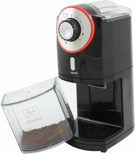 Melitta Molino Electric Coffee Grinder 100W for 200gr Beans and 17 Grind Levels Red