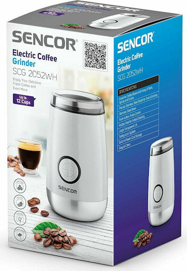 Sencor Ηλεκτρικός Μύλος Καφέ 150W με Χωρητικότητα 60gr Λευκός