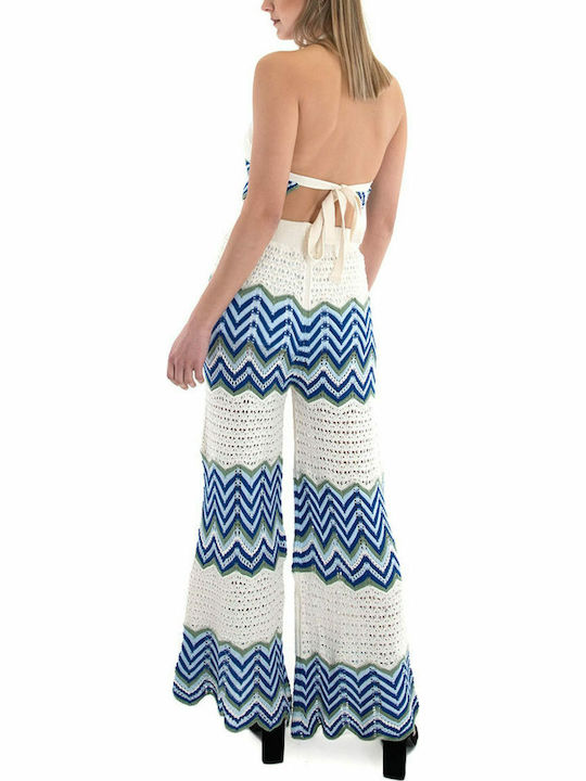 Tailor Made Knitwear Damen Blau Set mit Hoch tailliert Hose mit Gummizug Schlag