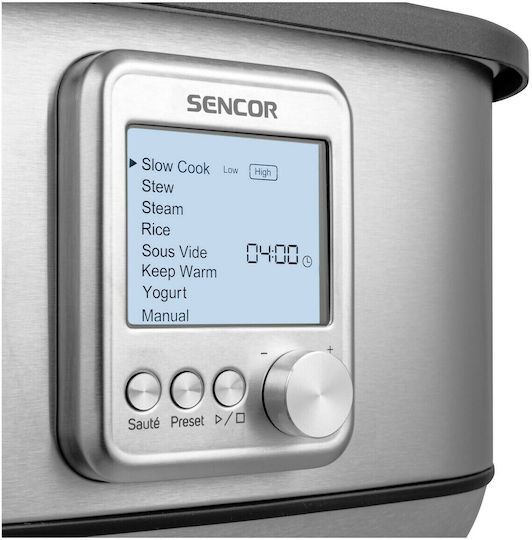 Sencor Slow Cooker 1250W cu Memorie Internă 6lt Argintiu