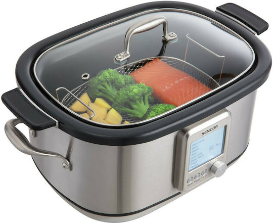 Sencor Slow Cooker 1250W cu Memorie Internă 6lt Argintiu