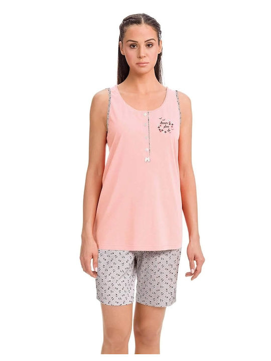 Vamp Summer Women's Pyjama Set Cotton Pink