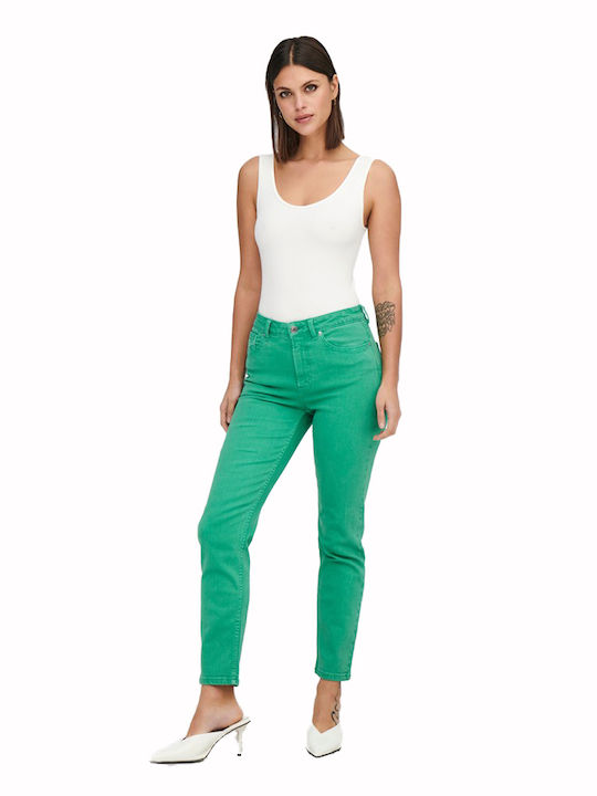 Emily High Waist Women's Jean Trousers in Slim Fit Pink