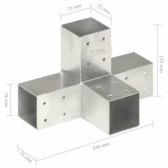 vidaXL Adaptor pentru Pergolă Galvanizat 7.1x7.1cm 4buc Figura X