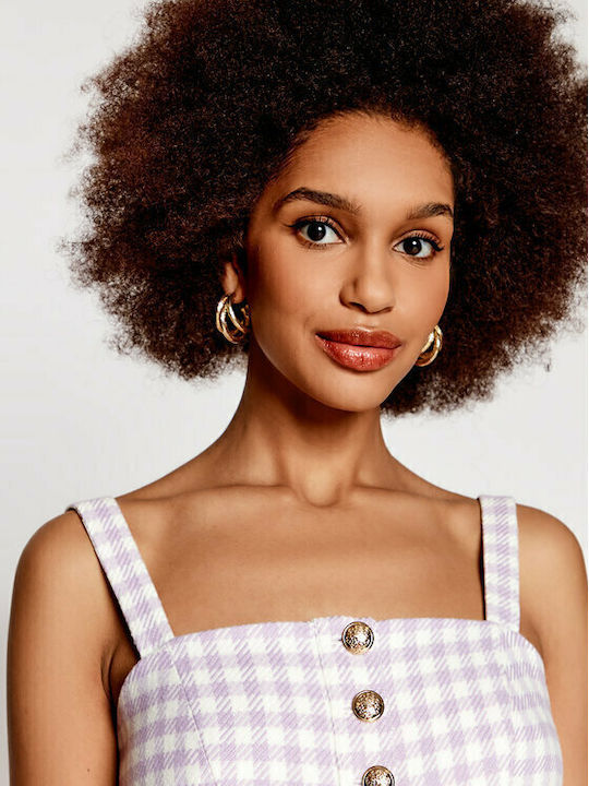 Women's Crop Top with Straps Checked Purple