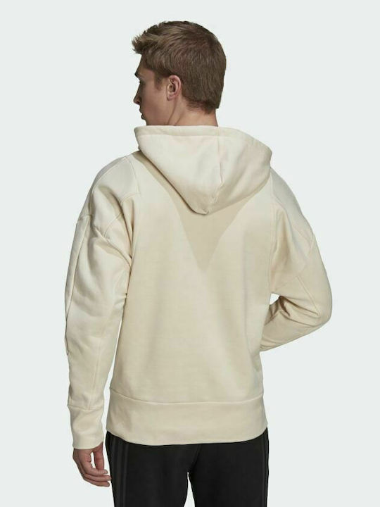 Adidas Studio Lounge Herren Sweatshirt Jacke mit Kapuze und Taschen Beige