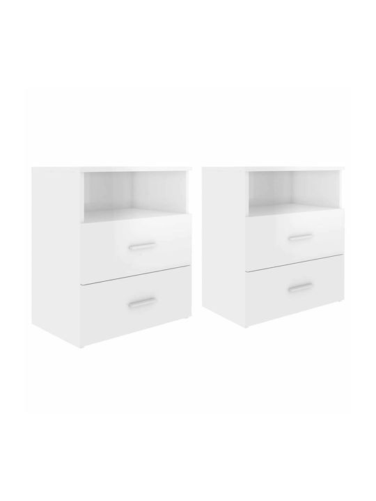 Wooden Bedside Tables 2pcs Γυαλιστερό Λευκό 50x32x60cm