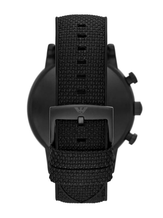 Emporio Armani Luigi Men's Watch 46mm Chronograph Battery with Black Fabric Strap