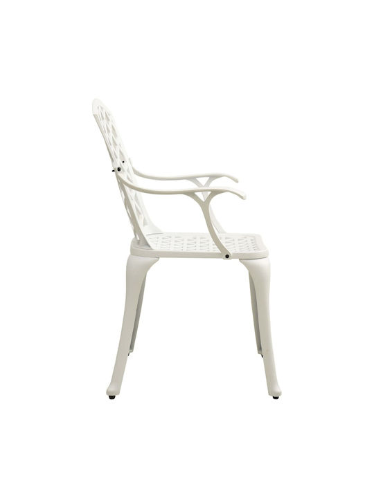 Bistro Dining Room Set for Small Outdoor Spaces 3 Pieces White with Umbrella Holder