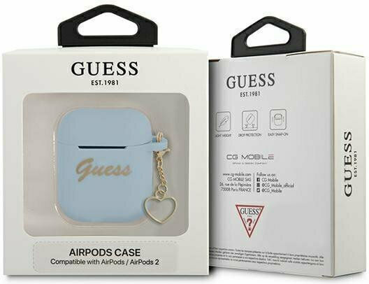 Guess Charm Case Silicone in Blue color for Apple AirPods 1 / AirPods 2