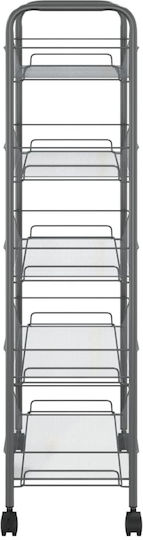 vidaXL Metallic Kitchen Trolley 5 Tiers Gray 46x26x105cm