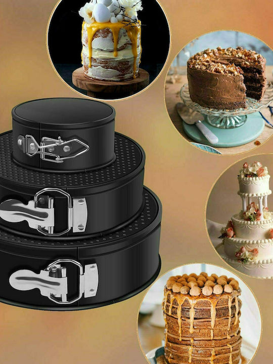 Sugar Love Φόρμα Ζαχαροπλαστικής για Κέικ Στρογγυλή από Αλουμίνιο με Αποσπώμενη Βάση 3τμχ
