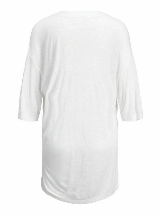 Jack & Jones Women's Tunic Dress Short Sleeve with V Neckline White