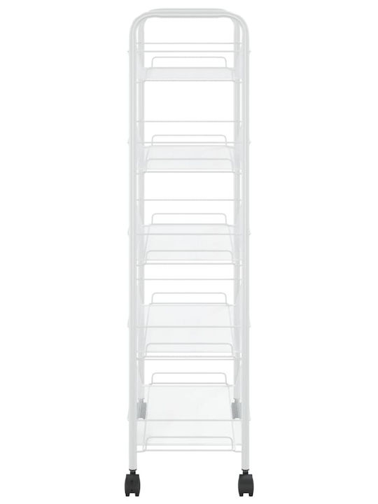 vidaXL Металик Кухненско Тролей 5 Позиции Бял 46x26x105см