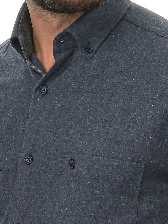 03 Long-sleeved Flannel Shirt Gray