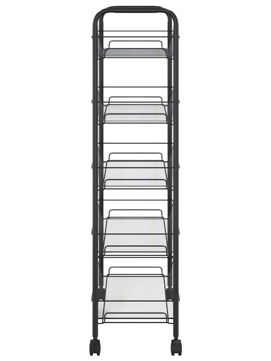 vidaXL Metallic Kitchen Trolley 5 Tiers Black 46x26x105cm