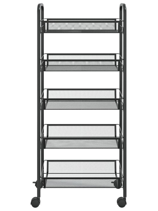 vidaXL Metallic Kitchen Trolley 5 Tiers Black 46x26x105cm