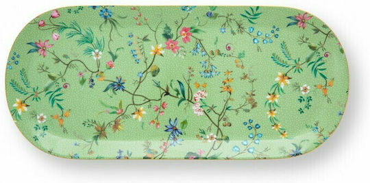 PiP Studio Jolie Flowers Porzellan Rechteckig Serviertablett in Grün Farbe 33.3x15.5cm 51.018.121 1Stück