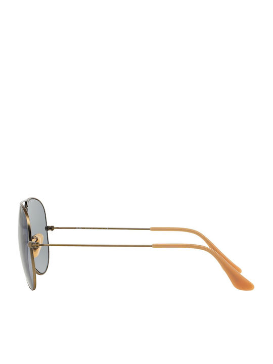 Ray Ban Aviator Unisex Sunglasses with Gold Metal Frame and Blue Mirror Lens RB3025 167/68