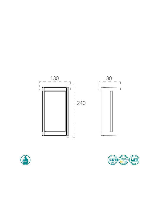 Fan Europe Wandmontierte Außen-Deckenleuchte LED IP54 18W 24x13x8εκ.