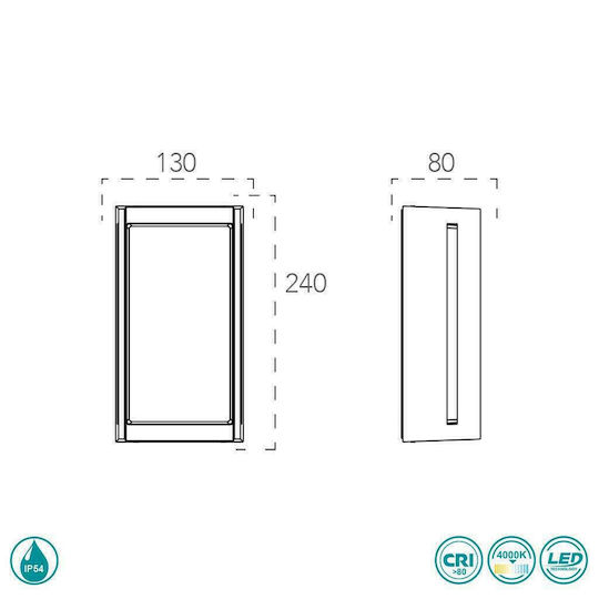 Fan Europe Wall-Mounted Outdoor Ceiling Light LED IP54 18W 24x13x8εκ.