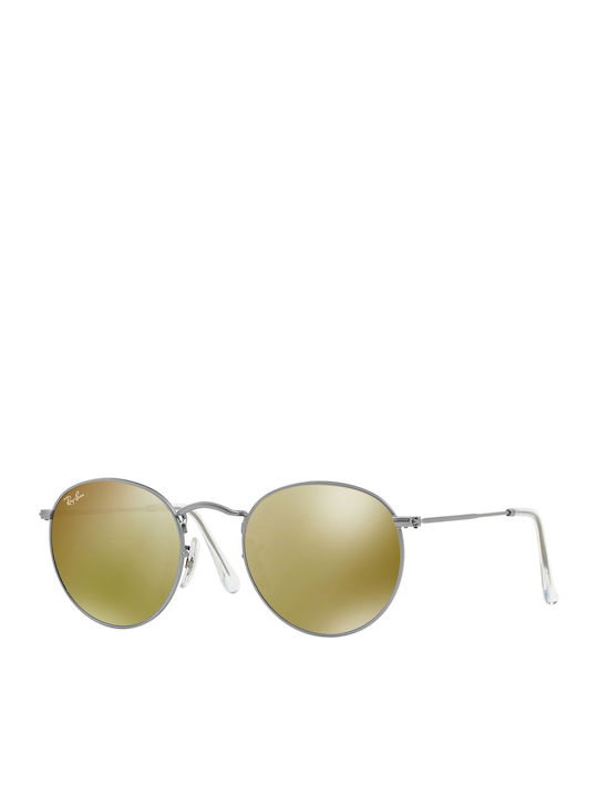 Ray Ban Round Metal Unisex Sunglasses with Gold Metallic Frame and Yellow Mirror Lenses RB3447 029/93