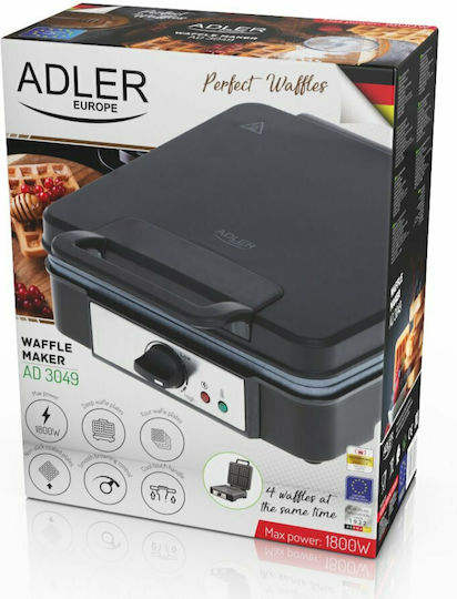 Adler Гофретник за Квадратни Гофрети 4 Места 1200W