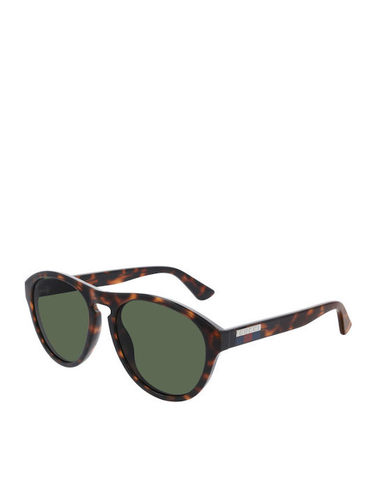 Gucci Women's Sunglasses with Brown Tartaruga Plastic Frame and Green Lens GG0747S 003