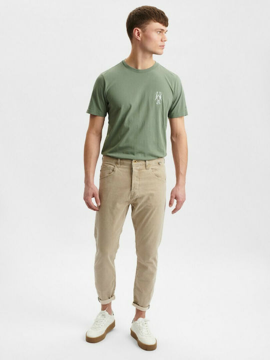 Alex Pantaloni De Blugi Pentru Bărbați Elastic Cu Fit Relaxed Tapered Culoare Light Sand