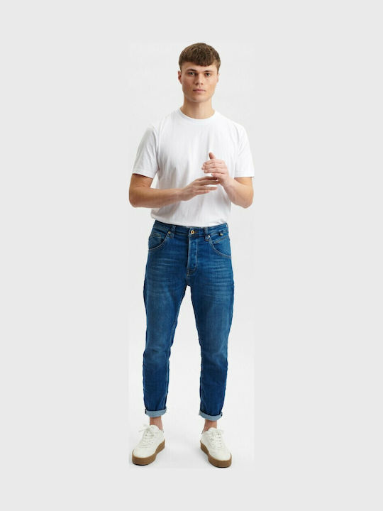 Alex Ανδρικό Παντελόνι Τζιν Ελαστικό με Relaxed Tapered Εφαρμογή Μπλε