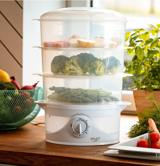 Adler Food Steamer with 3 Steaming Decks 9lt