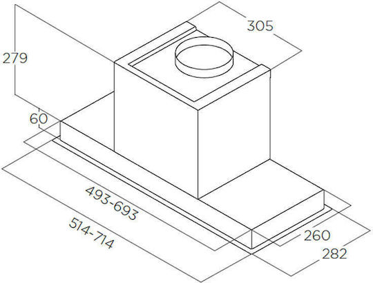 Elica Hidden 2.0 @ IX/A/52 Ventilation Mechanism 60cm Inox