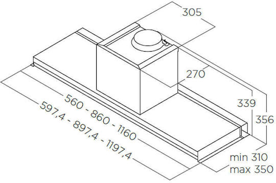 Elica Lever IX/A/86 Sliding Vent Hood 86cm Inox