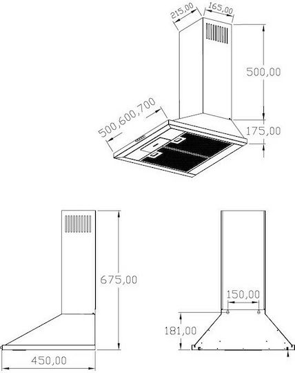 Karag Απορροφητήρας Καμινάδα 60cm Inox