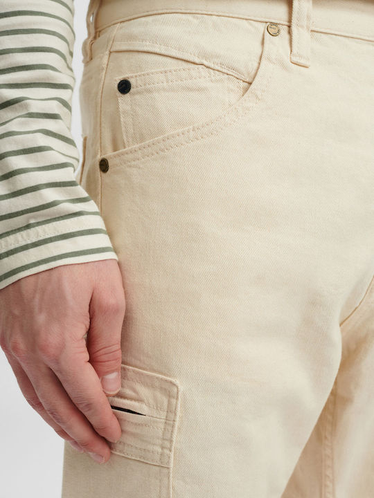 Alex Ανδρικό Παντελόνι Τζιν Cargo Ελαστικό με Relaxed Tapered Εφαρμογή Μπεζ