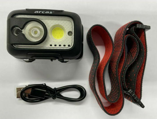 Arcas Rechargeable Headlamp LED IP44 with Maximum Brightness 480lm Black