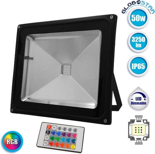 GloboStar Wasserdicht LED Flutlicht 50W RGB mit Fernbedienung IP65