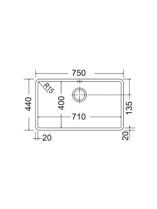 Apell Metamorfosis MEM71-411 Undermount Sink Inox Brushed W75xD44cm PVD Black