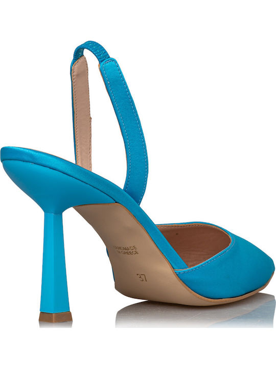 Spitze Pumps mit Türkis Absatzhöhe
