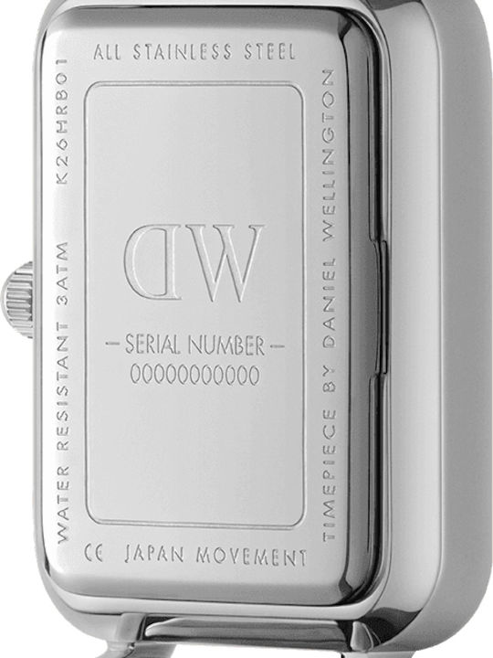 Daniel Wellington Quadro Pressed Melrose Women's Watch with Silver Metal Bracelet