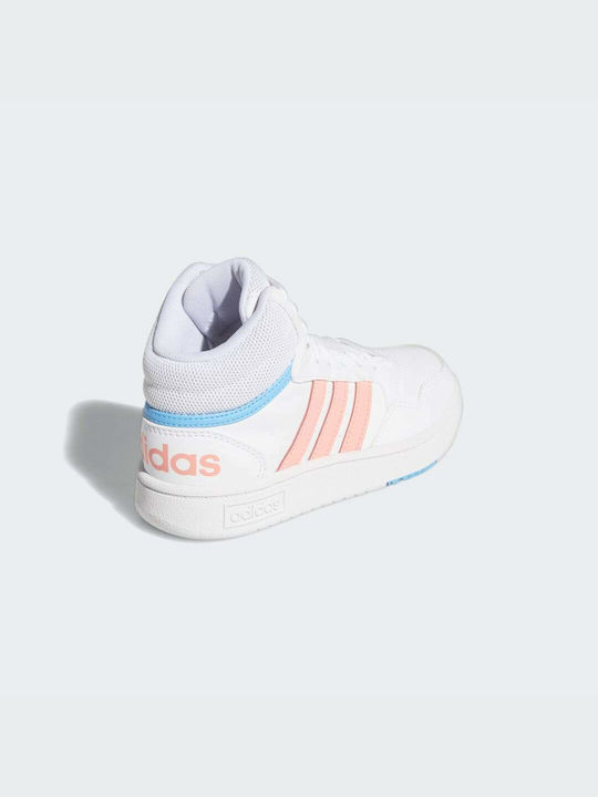 Adidas Αthletische Kinderschuhe Basketball Hoops Mid 3.0 K Cloud White / Acid Red / Sky Rush