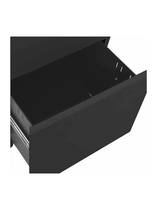 Office Storage Metal Drawer with Wheels, Lock & 3 Drawers Charcoal L39xW45xH60cm