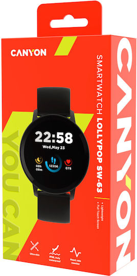 Canyon Lollypop SW-63 43mm Wasserdicht Smartwatch mit Pulsmesser (Schwarz)