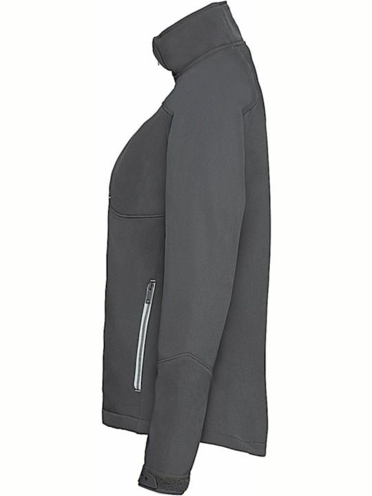 Bionic R-410F-0 Women's Short Sports Softshell Jacket Waterproof and Windproof for Winter Gray