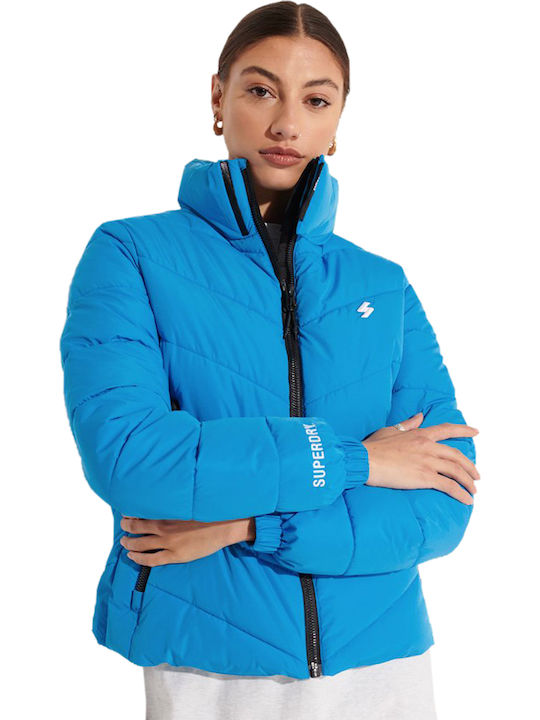 Women's Short Puffer Jacket for Winter Turquoise