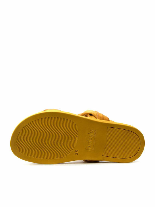 -L Leather Women's Flat Sandals in Yellow Color