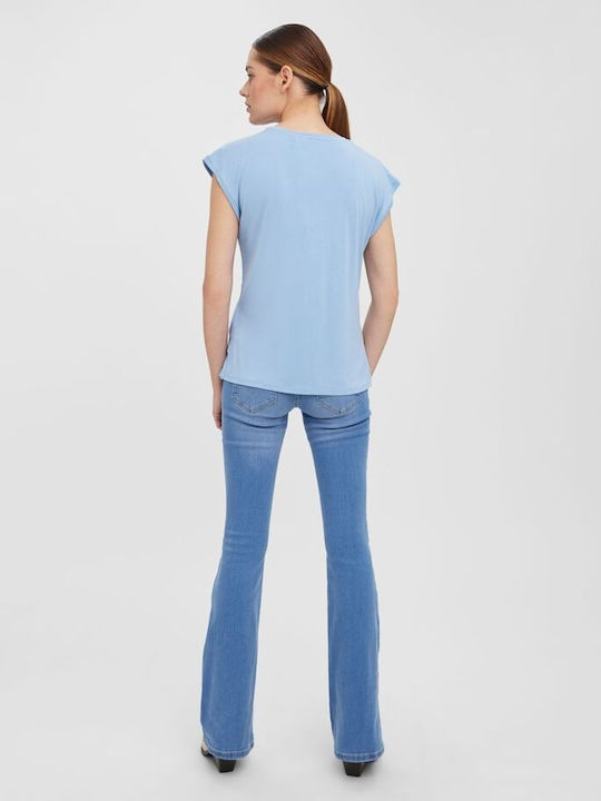 Vero Moda Damen T-Shirt mit V-Ausschnitt Blue Bell