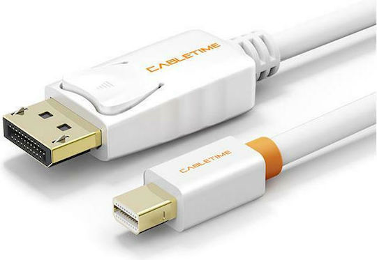 Cabletime Cable mini DisplayPort male - HDMI male 4K 1.8m Λευκό